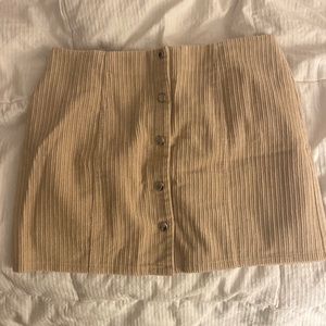 Tan corduroy button up skirt